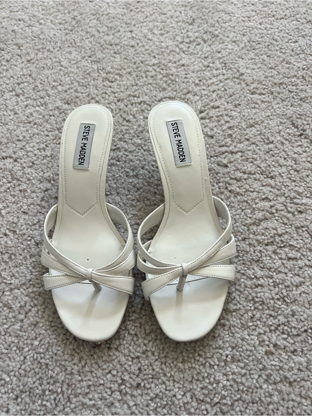 Steve Madden Cream Knot-Front Slide Heels